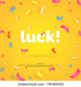 Festive abstract background with confetti. Vector template for design.