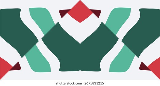 A festive abstract background with intertwining shapes in Christmas colors perfect for holiday designs.