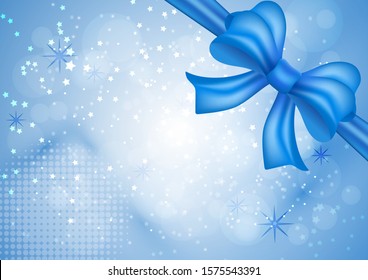 Festive abstract christmas background with a big bright bow. Design for gift (discount) card, invitation, congratulations, ticket, certificate. Vector illustration
