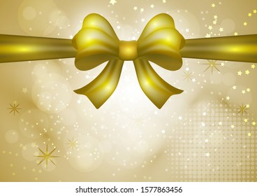 Festive abstract christmas background with a big bright bow. Design for gift (discount) card, invitation, congratulations, ticket, certificate. Vector illustration