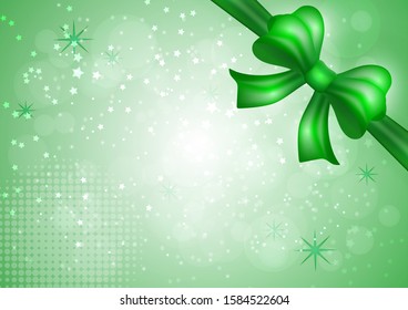 Festive abstract christmas background with a big bright bow. Design for gift (discount) card, invitation, congratulations, ticket, certificate. Vector illustration