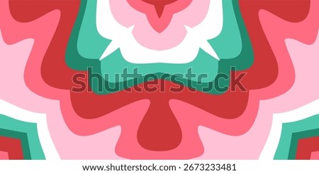 Festive Abstract Christmas Waves Design in Vibrant Pink Teal and White for Holiday Celebrations.