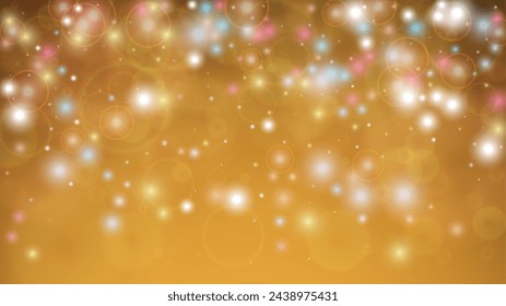 Festive Abstract Defocused Bokeh Circles Background Design.  Christmas snowfall Vector Horizontal Illustration. Cosmic Print. Glitter confetti. Good for Banners, Posters, Covers, Flyers, Cards.