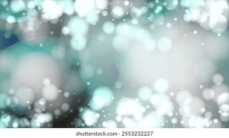 Festive Abstract Defocused Light Spot Background Design. Christmas Snowfall Vector Horizontal Illustration.  Glitter confetti. Winter Snow Sky. New Year Magic Illustration. Falling Snowflakes