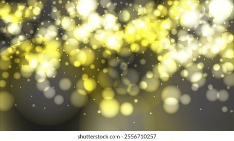 Festive Abstract Defocused Light Spot Background Design. Christmas snowfall Vector Horizontal Illustration. Cosmic Universe Print. Glitter confetti. Good for Banners, Posters, Covers, Flyers.