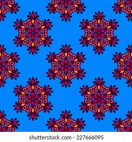 Festive abstract floral snowflake vector pattern background