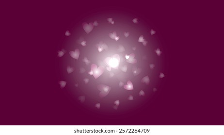 Festive abstract glowing blurred background bokeh effect, abstract vector background with heart, blur effect, romantic wedding, Mother's day, romantic pink background with glowing hearts