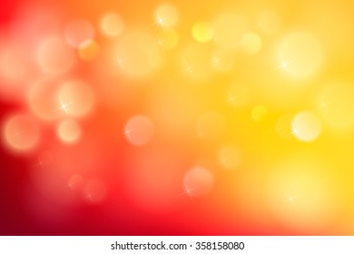 Festive abstract magic blurred defocused delicate circular colorful light bokeh vector background web templates, layout, card, vip, banners, store, present, sale, certificate, gift. Red Orange Yellow