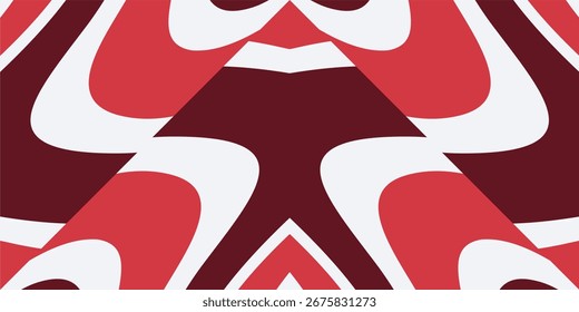 Un patrón abstracto festivo en tonos de rojo y blanco.