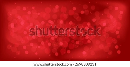 Festive abstract shiny red glitter background. Bokeh and confetti design element for Christmas and Happy New Year Banner, poster, website congratulations. Holiday party bg.