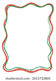 A festive abstract vector background with green and red Italian-inspired scratched textures and a vintage frame. Ideal for holiday menus, event flyers, or Christmas-themed restaurant promotions.