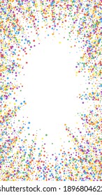 Festive admirable confetti. Celebration stars. Joyous confetti on white background. Favorable festive overlay template. Vertical vector background.