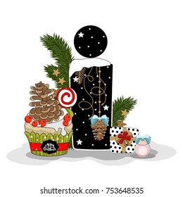 Festive Alphabet Christmas theme.Christmas elements. Christmas style font, Christmas font. Vector flat style illustration.