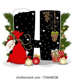 Festive Alphabet Christmas theme.Christmas elements. Christmas style font, Christmas font. Vector flat style illustration.