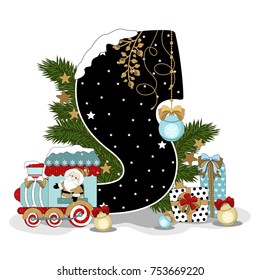 Festive Alphabet Christmas theme.Christmas elements. Christmas style font, Christmas font. Vector flat style illustration.