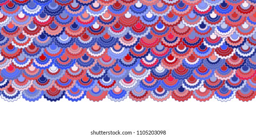 Festive american flag ribbons bunting decoration. Patriotic USA red blue white background. Bright pattern in american colors, 4th July Independence Day ribbons border vector background.