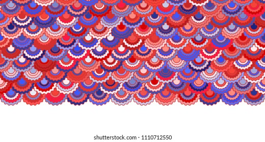 Festive american flag ribbons bunting decoration. Patriotic USA red blue white background. Bright pattern in american colors, 4th July Independence Day ribbons border vector background.