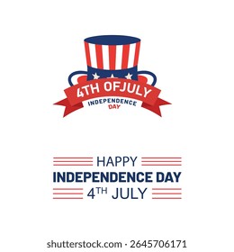 Festive american independence day illustration featuring patriotic symbols and typography