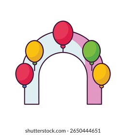 Arcada festiva decorada com balões coloridos para celebrações