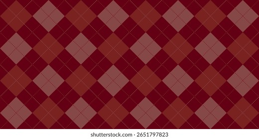 Festive Argyle Pattern in Red for Christmas Textile and Holiday Background