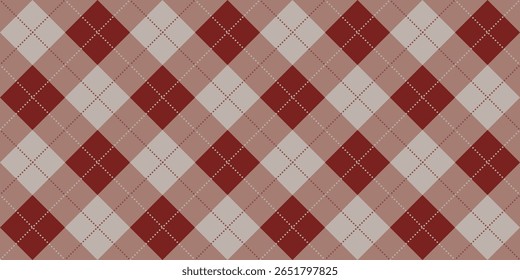 Festive Argyle Pattern in Red for Christmas Textile and Holiday Background