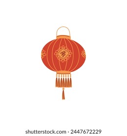 Decoración asiática festiva. Ilustración vectorial de una linterna china roja, un símbolo tradicional de prosperidad, listo para ser utilizado para la decoración de diseño en un fondo aislado.