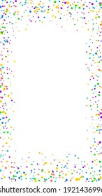 Festive astonishing confetti. Celebration stars. Bright confetti on white background. Graceful festive overlay template. Vertical vector background.