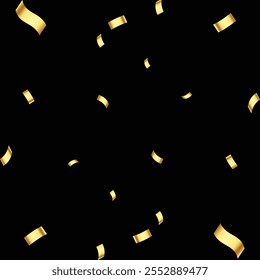 Festive backdrop with falling shiny golden confetti, creating a celebratory and luxurious atmosphere. Ideal for parties, events, and holiday-themed designs.
