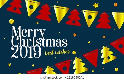 Festive background 2019, Merry Christmas and Happy New Year. New Year card. Vector illustration 