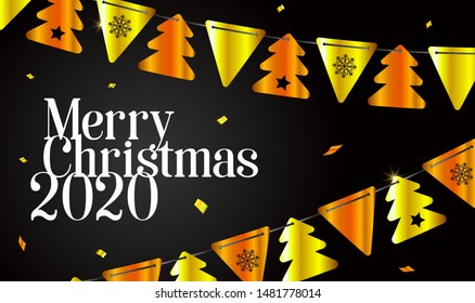Festive background 2020, Merry Christmas. Template greeting card, brochure or banner 