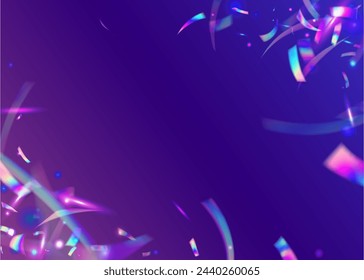 Festive Background. 3d Effect. Laser Template. Isolated Banner. Foil Christmas Explosion. Blue Art Confetti. Surprise Flag. Carnaval Ribbon. Pink Festive Background