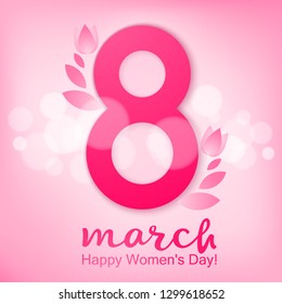 Festive background - 8 March, happy women's day, spring and flowers. Vector