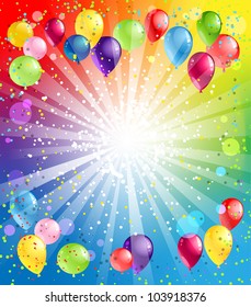 Festive background with balloons with space for text