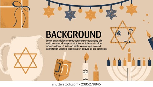 Festive background, banner for Hanukkah. Hand draw illustration