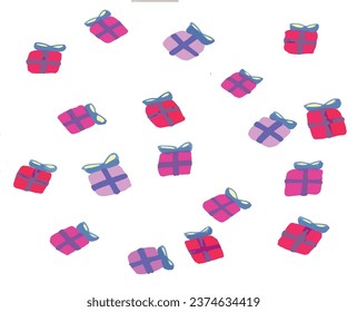festive background banner postcard multi-colored boxes gifts with bows seamless holiday pattern