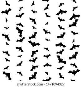 Festive background with bats for Halloween greetings design. Vector illustration with wild flying creatures.