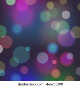 Festive background with bokeh defocused lights. Vector illustration.