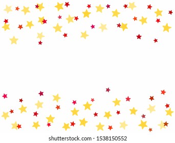 Festive background with borders of scattered stars. Rectangular vector illustration.