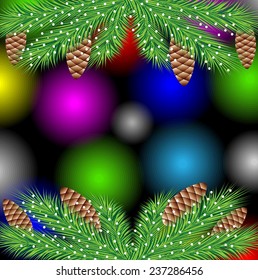 festive background with the branches of christmas tree,  vector  illustration