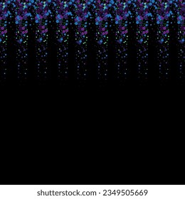 Festive background of bright confetti, circles on a black background, design of falling colored circles