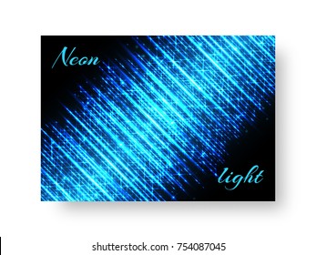 Festive background of brochure with blue neon lights for Christmas design