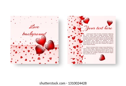 Festive background of a brochure with hearts for a romantic design for St. Valentine's Day, mother's day or birthday