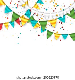 Festive Background with Buntings and Confetti 3