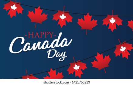 Festive background, Canada Day. Maple leaves garland 