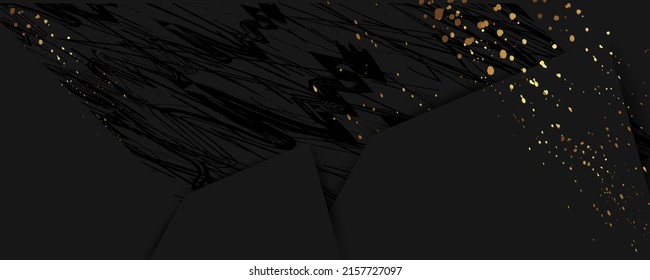 Festive background Christmas gold design black background or Wedding Birthday abstract shiny color golden