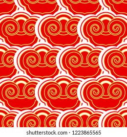 Festive background with cloud. Traditional Chinese pattern.  Seamless texture, design element for the Chinese New Year, festival, celebration.
