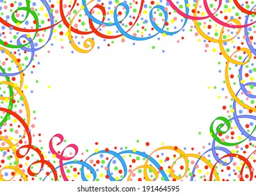 Festive background with colored ribbons and circles