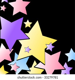 Festive background - Colored stars on black