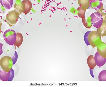 Festive background with colorful balloons and flags Vector