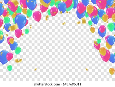 Festive background with colorful balloons and flags Vector
